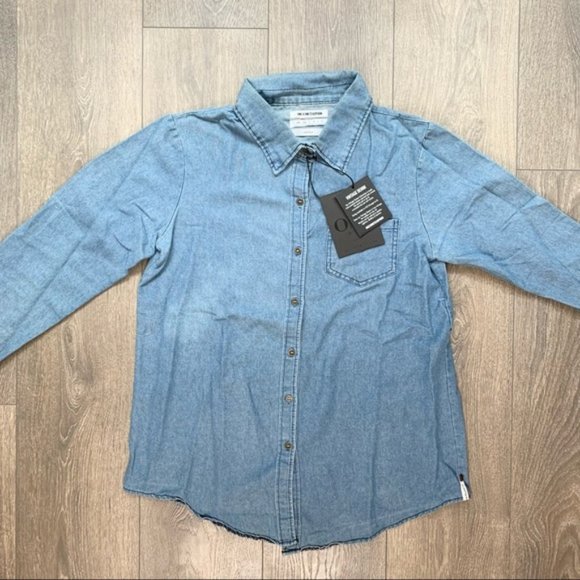 One Teaspoon Vintage Denim Button Down Shirt Chambray medium Blue wash Size XS - Picture 8 of 16